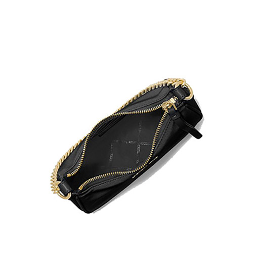 Black Jet Set Charm Shoulder Bag With Gold Chain