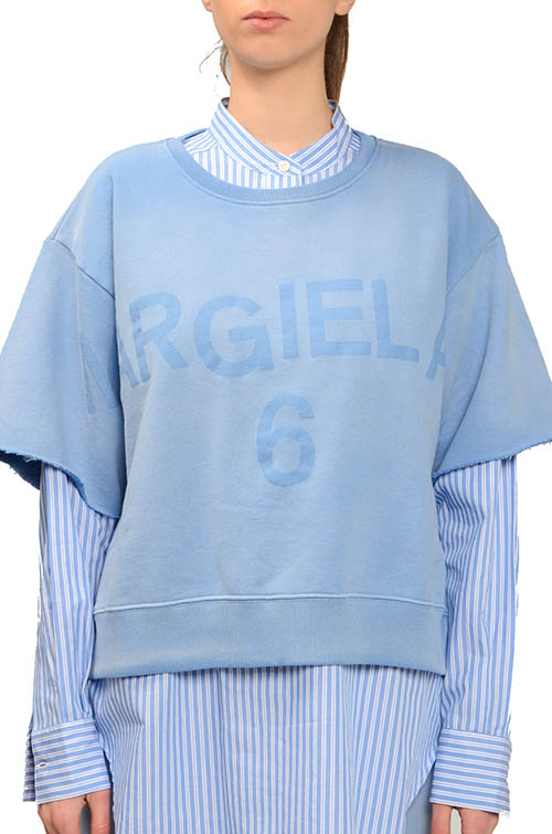 Logo Short-Sleeve Pastel Blue Sweatshirt