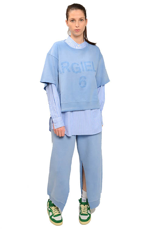 Logo Short-Sleeve Pastel Blue Sweatshirt