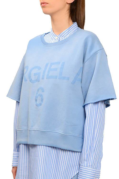 Logo Short-Sleeve Pastel Blue Sweatshirt