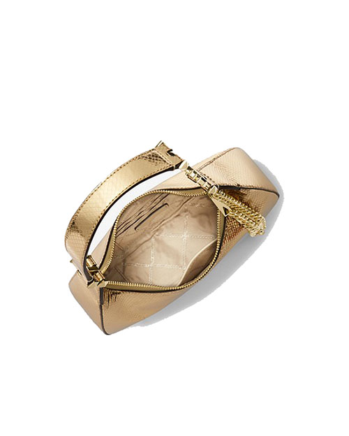 Piper Small Metallic Snake Embossed Leather Shoulder Bag