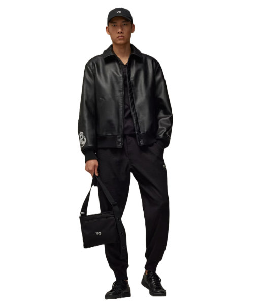 Y3 X REAL MADRID RM COLLAR JCKT Black Faux Leather Jacket