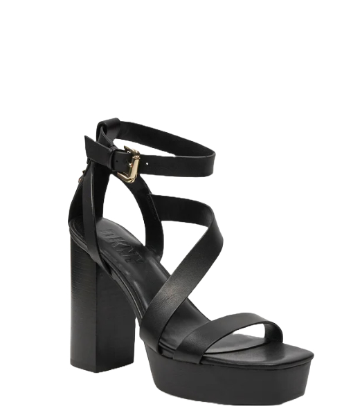 Ilisa Platform Ank Vacheta Leather Black Sandal