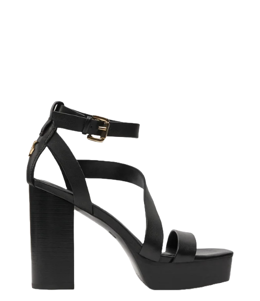 Ilisa Platform Ank Vacheta Leather Black Sandal