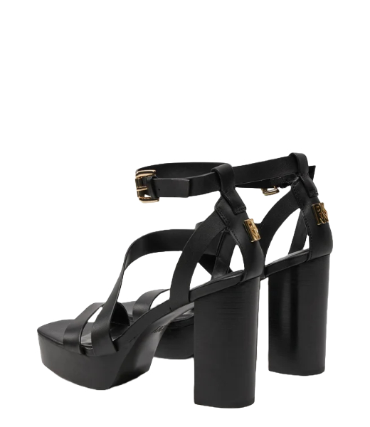 Ilisa Platform Ank Vacheta Leather Black Sandal