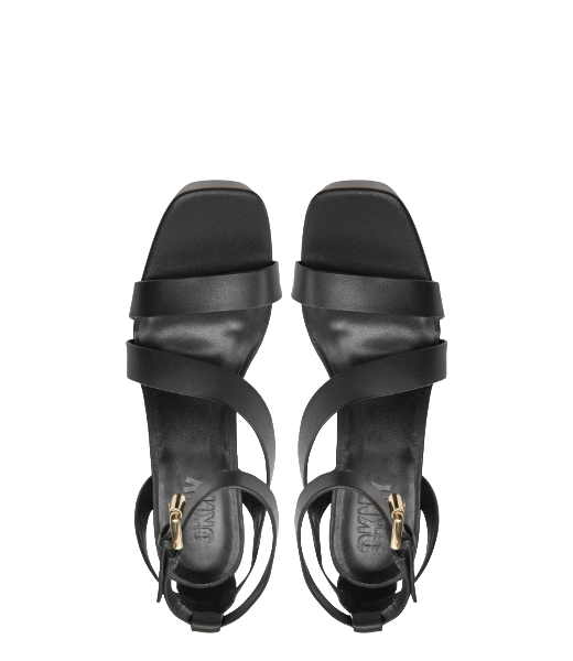 Ilisa Platform Ank Vacheta Leather Black Sandal