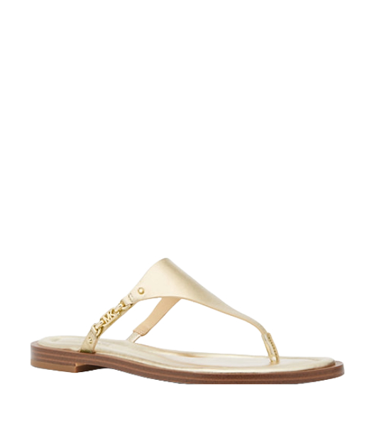 Daniella Flat Thong Gold Metallic Leather
