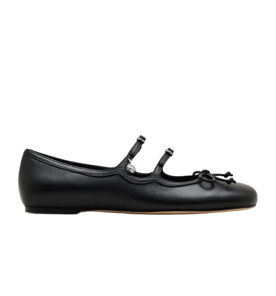 Black Leather The Kiki Ballerina