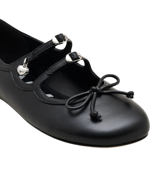 Black Leather The Kiki Ballerina