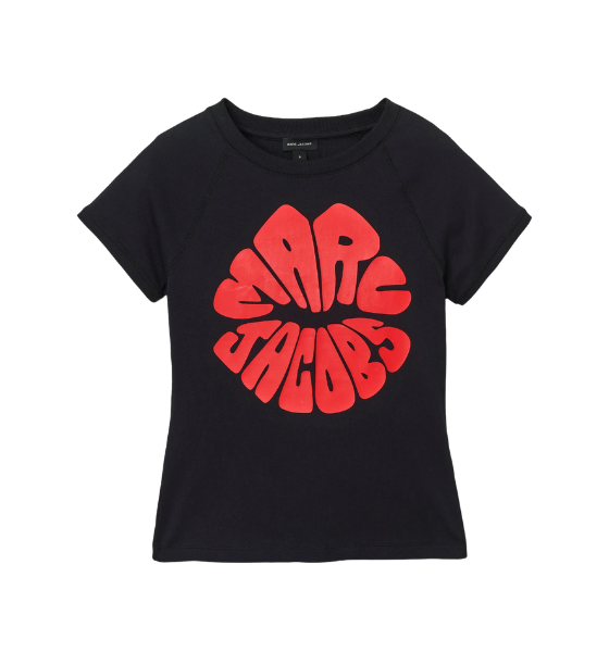 Black/Red Marc Jacobs Kiss Lips Logo Shrunken Tee