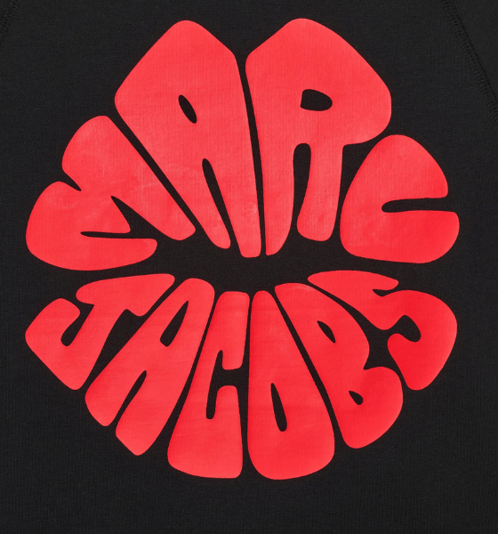 Black/Red Marc Jacobs Kiss Lips Logo Shrunken Tee
