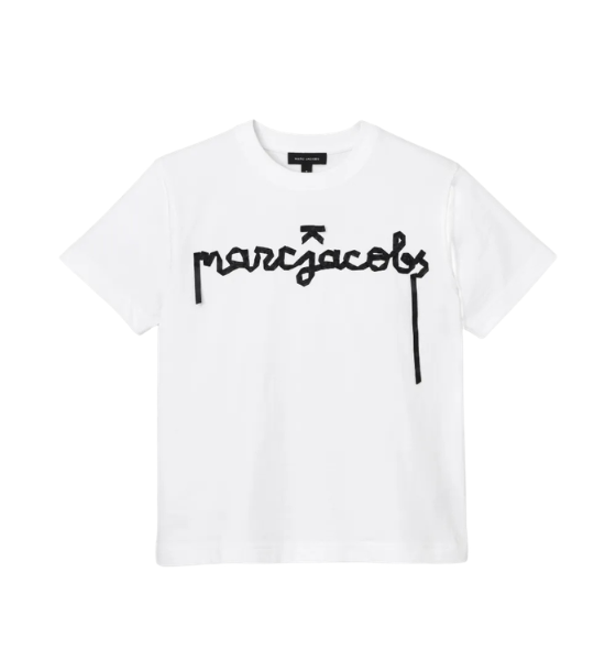 White/Black Ribbon Logo Box Tee