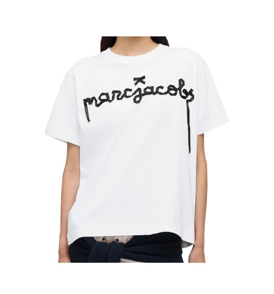 White/Black Ribbon Logo Box Tee