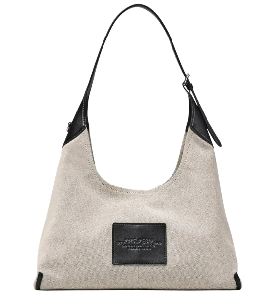 Ivory/Black Canvas Leather The Belted Sack bag