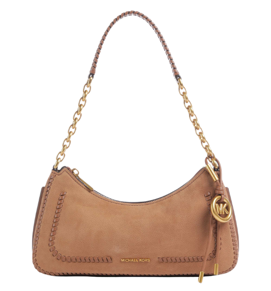 Brown Nolita Suede Leather Medium Chain Pouchette Bag