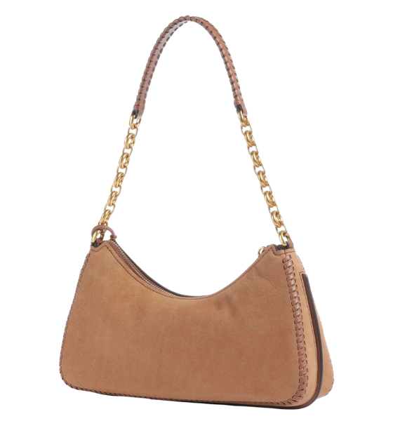 Brown Nolita Suede Leather Medium Chain Pouchette Bag