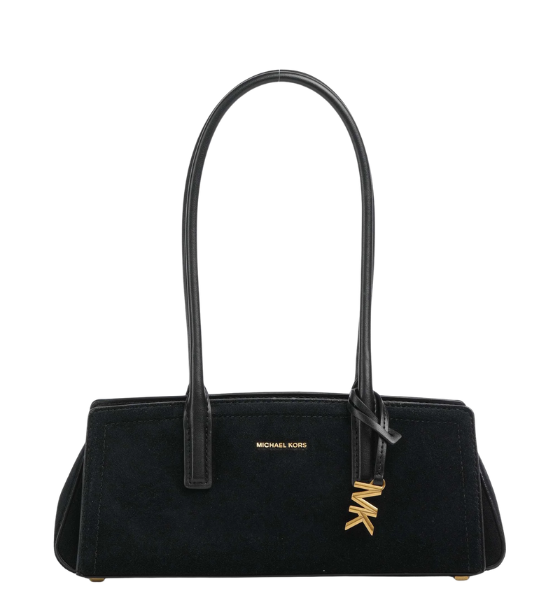 Black Laila Suede Leather Small Ew Shoulder Bag