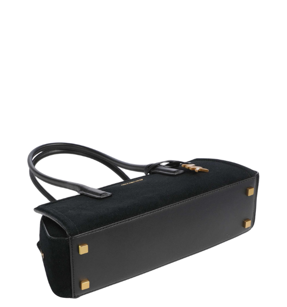 Black Laila Suede Leather Small Ew Shoulder Bag