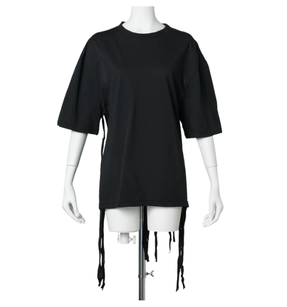Black Shredded Tie Up T-Shirt
