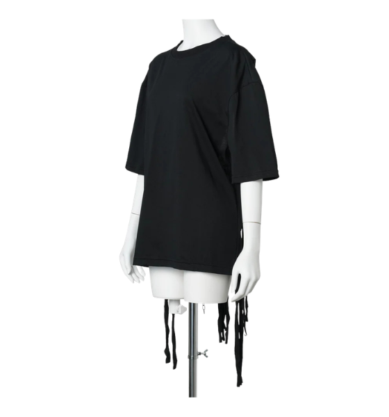 Black Shredded Tie Up T-Shirt