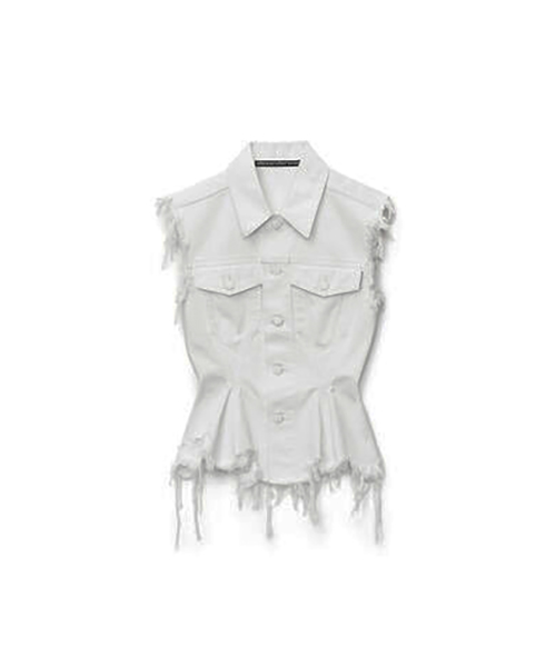 Sculpted Flare White Denim Vest
