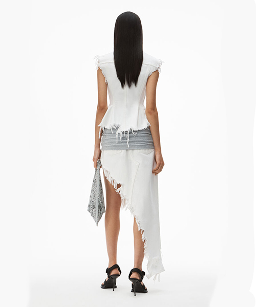 Sculpted Flare White Denim Vest