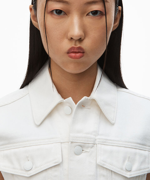 Sculpted Flare White Denim Vest