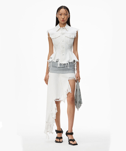 Sculpted Flare White Denim Vest
