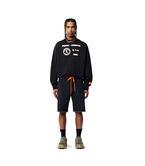 Medieval Heron Crewneck Black White