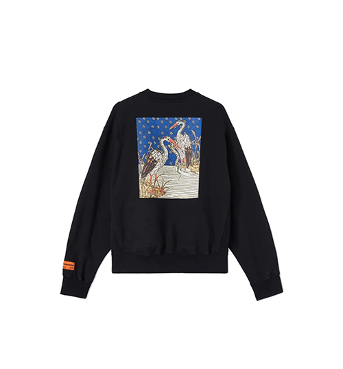 Medieval Heron Crewneck Black White