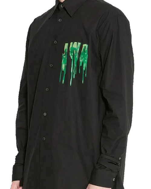 JWA Slime Classic Fit Green Logo Black Shirt