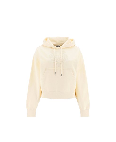 KENZO ECRU BOXY HOODIE FLOCKING TIGER