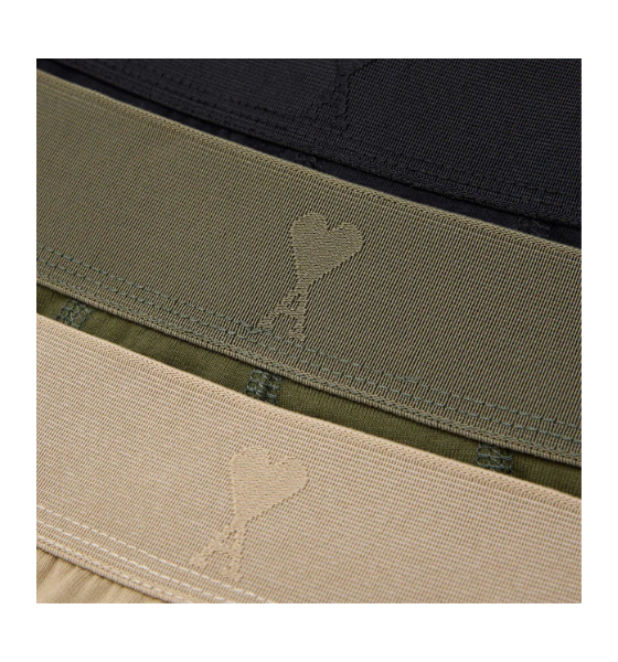 Three Pack Ami De Coeur Stretch Cotton Boxers Anthracite/Olive/Ivory