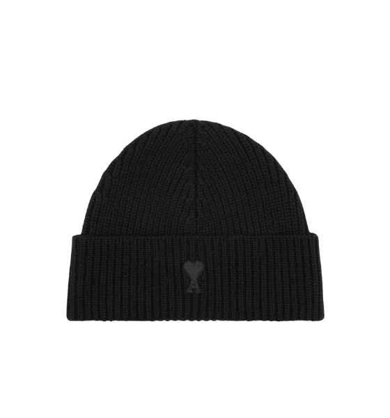 Black Ami De Coeur Merino Wool Knit Beanie