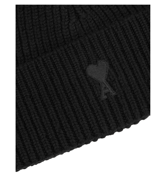 Black Ami De Coeur Merino Wool Knit Beanie