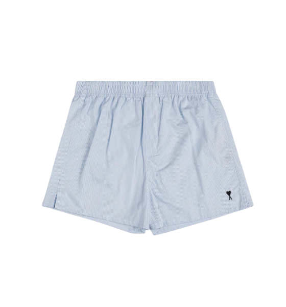 Light Blue/Natural White Poplin Striped Boxer