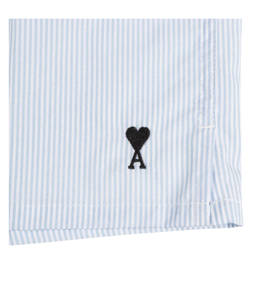 Light Blue/Natural White Poplin Striped Boxer