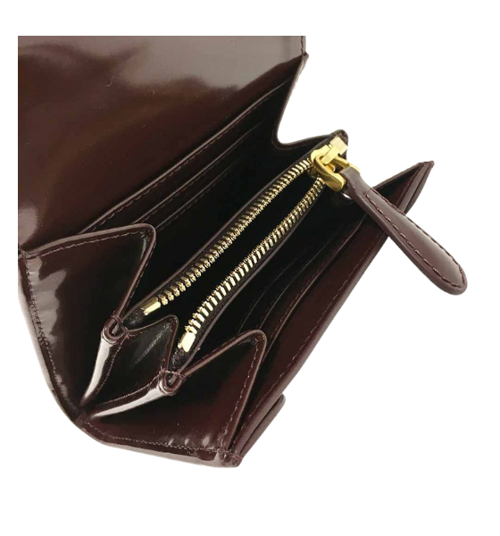 Cherry Glazed Leather Paris Compact Wallet