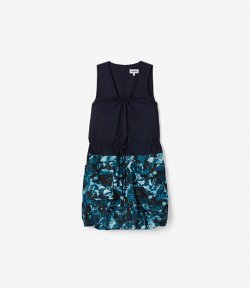 KENZO NAVY BLUE SLEEVELESS DRESS MIXED FA
