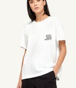 ALEXANDER WANG HIGH TWIST JERSEY SS TEEW/WARPED LOGO PRINT TOP
