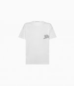 ALEXANDER WANG HIGH TWIST JERSEY SS TEEW/WARPED LOGO PRINT TOP