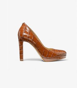 MICHAEL KORS CHESTNUT ETHEL PUMP EMBOSSED CROC LEATHER
