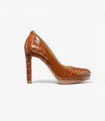 MICHAEL KORS CHESTNUT ETHEL PUMP EMBOSSED CROC LEATHER