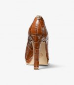 MICHAEL KORS CHESTNUT ETHEL PUMP EMBOSSED CROC LEATHER